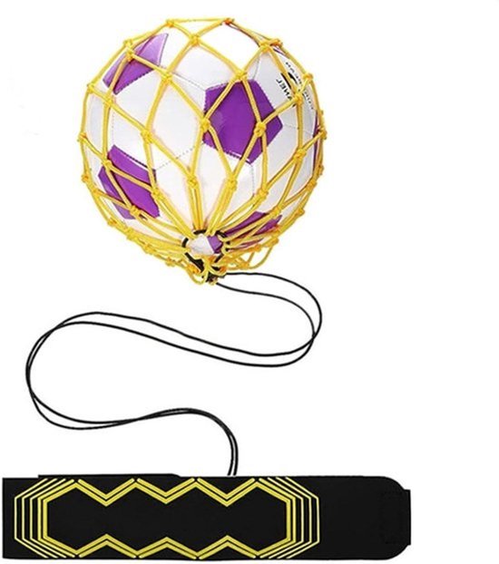 Voetbaltraptrainer - Voetbal oefennet - Voetbalvaardigheden verbeteren - Bal retrieval eliminator - 18 x 18 x 2 cm - Geel