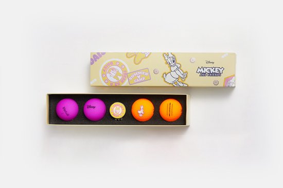 Volvik Daisy Duck - Vivid soft 2.0 - golfballen set - Mickey & friends - Disney - golf - 5-delig - 4 golfballen + clip marker - incl. cadeaudoos - cadeauset van Merkloos