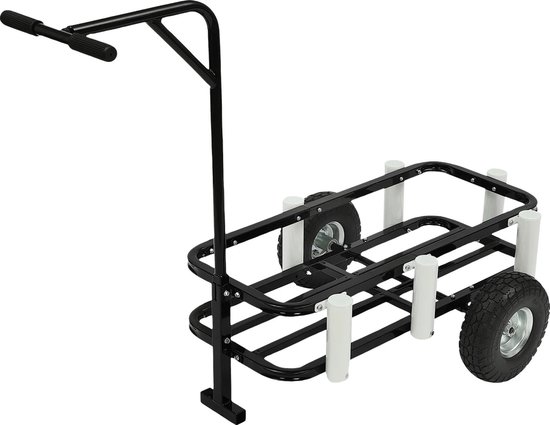 Vostara - Trolley - Strandkar - Strandtrolley - Strandwagen - Beachtrolley - Strandtrolley Met Wielen - Strandtrolley Op Luchtbanden - Outdoor viskar - Strand Kar - Spullen Vervoer - Zwart - Met Handig Handvat - 90KG Maximale Lading