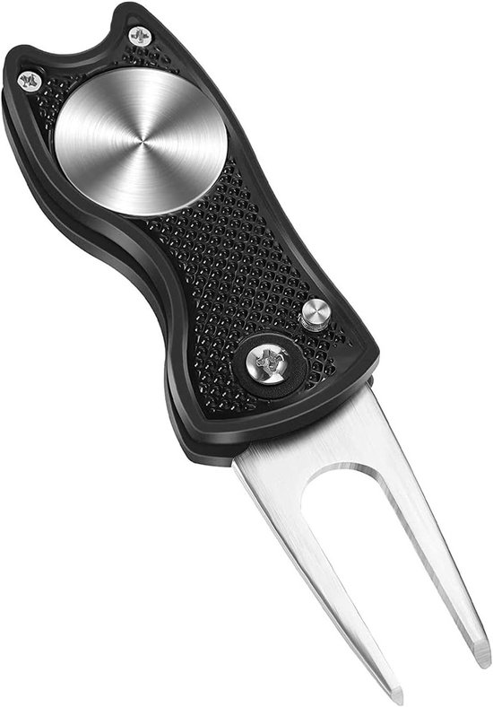 Vouwbare Golf Divot Tool van RVS, Collapsible Pitch Fork voor Golf, Sport en Buitenactiviteiten