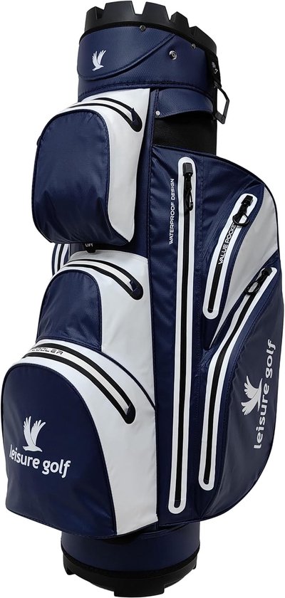 Waterdichte Golftas - Cartbag Organizer - Golfen - Volledig Waterdicht - 105cm Hoog - Blauw Wit