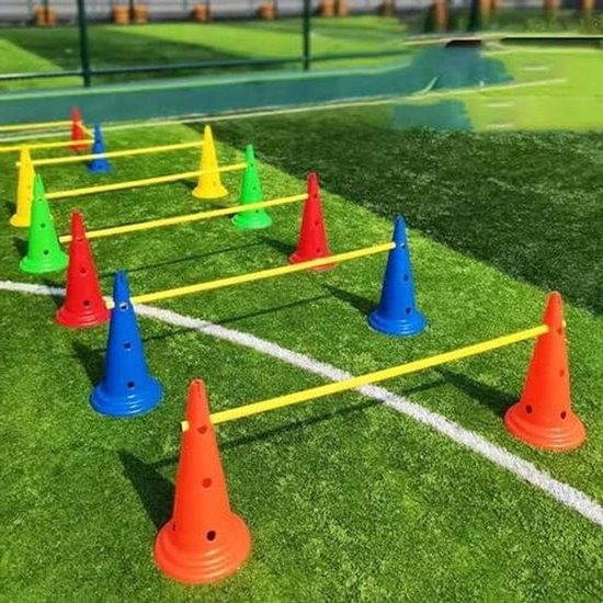 Wendbaarheidspalen Set - Trainingspalen Kegels - Sport Training - Flexibel Veelzijdig - 10 Kegels 5 Palen - Oranje