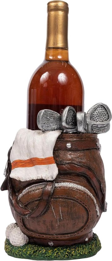 Wijnfleshouder Golftas - Flessenstandaard Bar Decor - Huis Bar Decoratie - Gedetailleerd Hars Ontwerp - 7 1/4 inch - Multicolor