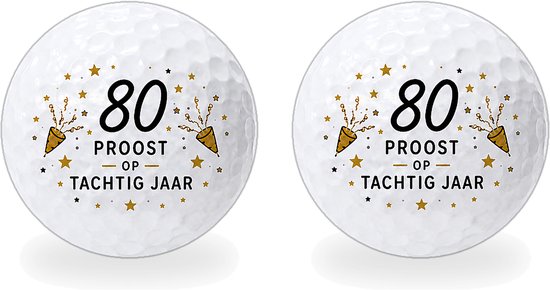 Wilson Golfballen 80 Jaar - Verjaardag Golf Cadeau - 2 stuks - Golfbal met Opdruk