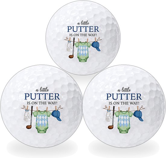 Wilson Golfballen Baby Boy - Geboorte Golf Cadeau - 3 stuks - Bedrukte Golfballen