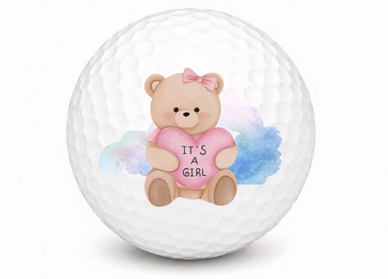 Wilson Golfballen It's a Girl Teddybeer - Geboorte Golf Cadeau - 2 stuks