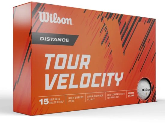 Wilson Tour Velocity Distance Golfballen 2024 - Wit - 15 Stuks van Merkloos