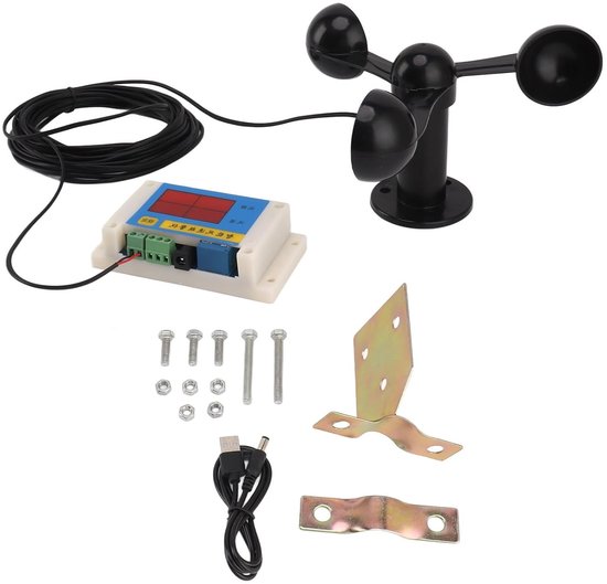 Wind Snelheidsmeter met 3 Ventilatorbladen, Hoog Nauwkeurige Anemometer voor Bouwtoepassingen, 360° Meting en Alarmfunctie, USB Aansluiting, Ideaal voor Windmetingen en Veiligheidsmonitoring