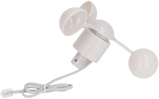 Windmeter 3 Kopjes - Windsnelheid Sensor - Weer Monitoring - Robuust ABS Materiaal - RJ11 Connector - Wit