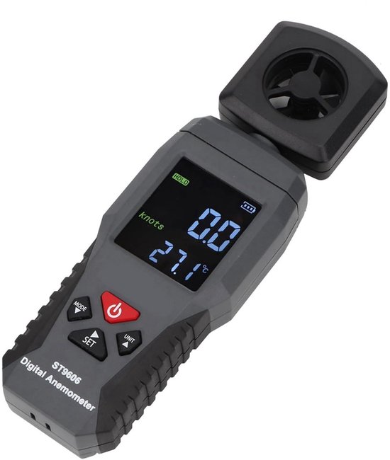 Windmeter - Anemometer - Buitenactiviteiten Meten - Multifunctioneel LCD Scherm - 0.3-30 m/s - Zwart