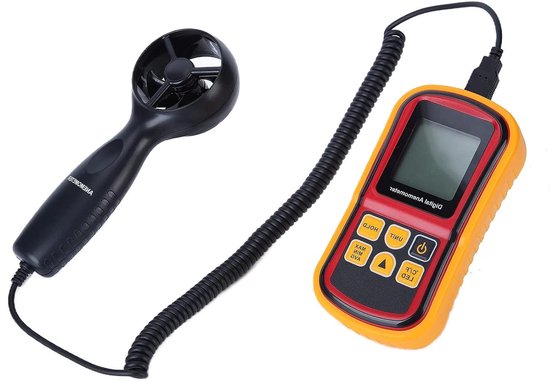 Windmeter Anemometer - Luchtstroommeter Windsnelheid - Professionele Metingen - Gescheiden Sensor - 45 M/S - Zwart