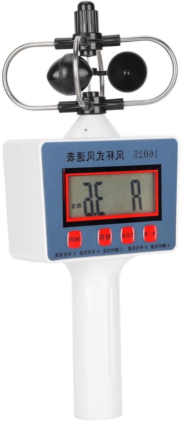 Windmeter Anemometer - Windkracht Meter - Buiten Meten - LCD Scherm - 24.7 cm Lengte - Grijs