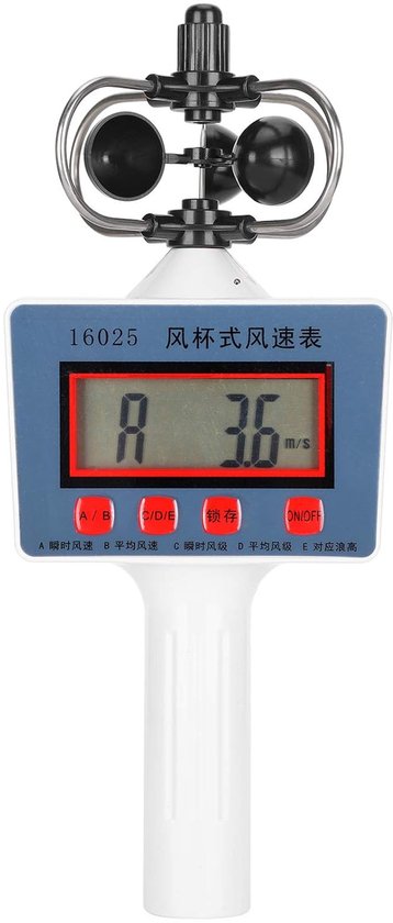 Windmeter Digitaal - Windkrachtmeter - Buitenmetingen - LCD Scherm - Instant Gemiddeld - Zwart