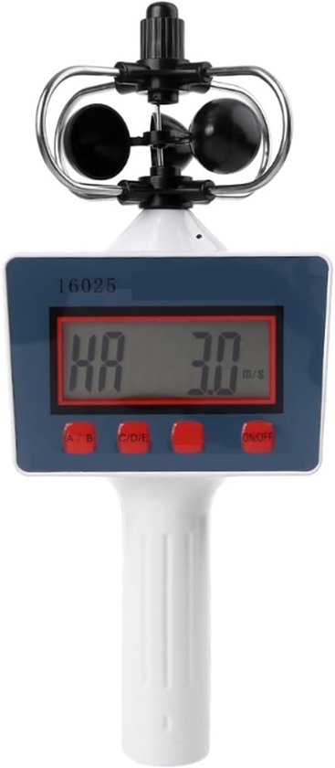 Windmeter Digitale Anemometer - Windmeter Snelheidmeter - Wind Snelheid Meten - Vijf Parameters Tegelijk - 24.7 cm - Grijs