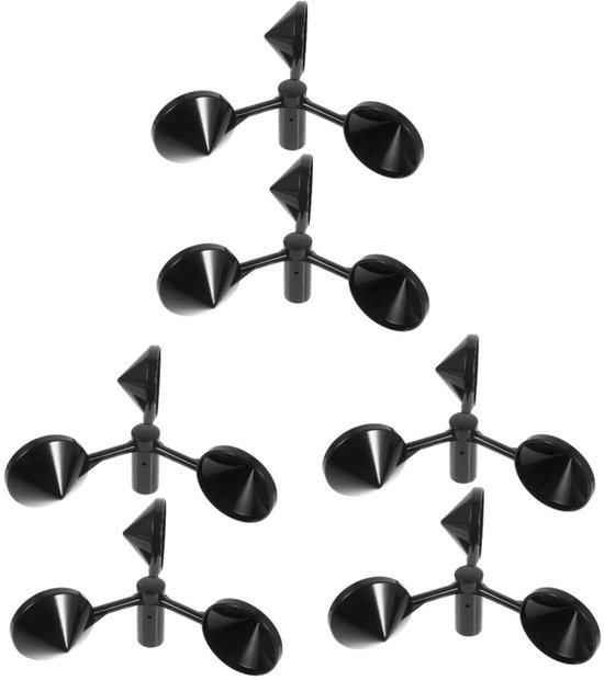Windmeter Onderdelen - Wind Sensor Cups - Weer Meten - Drie Kops Ontwerp - 18.6 cm Hoog - Zwart