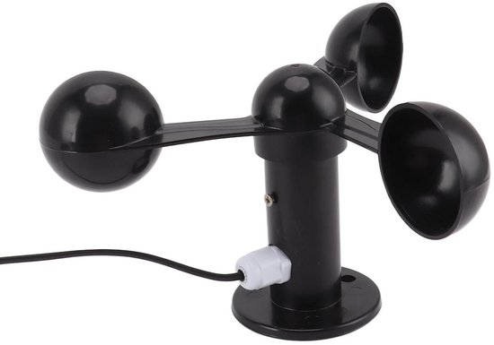 Windsensor Anemometer - Windmeter Winddetector - Weerstation Monitoren - 3 Kopjes Ontwerp - 8M Kabel - Wit
