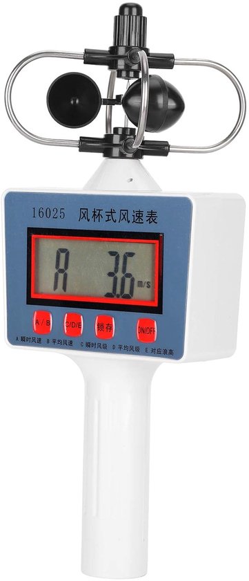 Windsnelheid Meter - Anemometer Windmeter - Geografie Onderwijs - Digitale Windbeker - Compact Lichtgewicht - Grijs