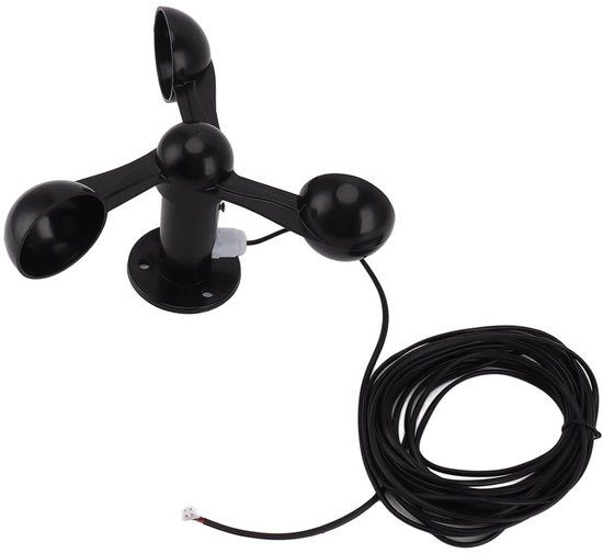 Windsnelheid Sensor - Windmeter - Buiten Meten - 3 Kopjes Ontwerp - 8m Kabel - Grijs