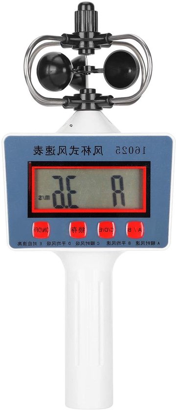 Windsnelheidmeter - Windmeter Digitaal - Milieuonderzoek - Met LCD Display - 24.6 cm Lengte - Grijs