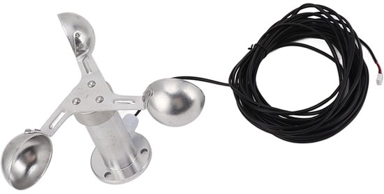 Windsnelheidssensor Anemometer - Windmeter Winddetector - Weer Meten - 3 Kops Ontwerp - 8 M Kabel - Grijs