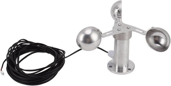 Windsnelheidssensor - Anemometer Windmeter - Windmetingen Buiten - Aluminiumlegering Constructie - 8 meter kabel - Grijs
