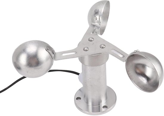 Windsnelheidssensor - Windmeter Anemometer - Meteorologische Meting - Hoge Nauwkeurigheid 3 Kopjes - 8m Kabel - Grijs