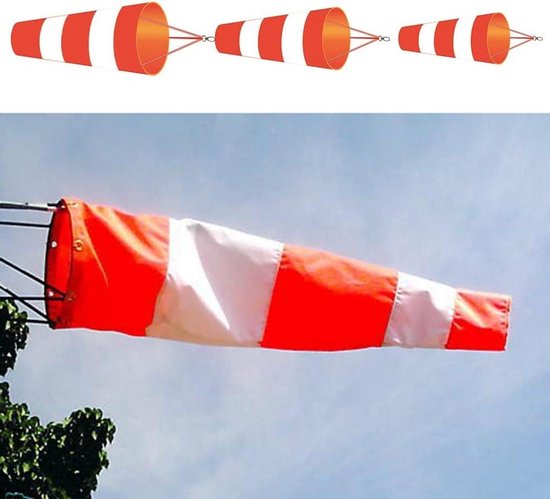 Windsok Landingsbaan - Windzak Vliegveld - Windrichting Meten - Hoge Zichtbaarheid - 100 cm - Rood Wit