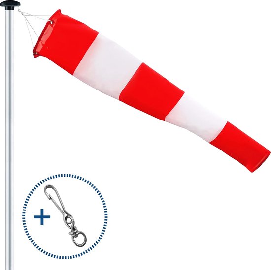 Windsok Outdoor - Windindicator Tuin - Windkracht Meten - Weerbestendig Polyester - 150 cm Lengte - Rood Wit