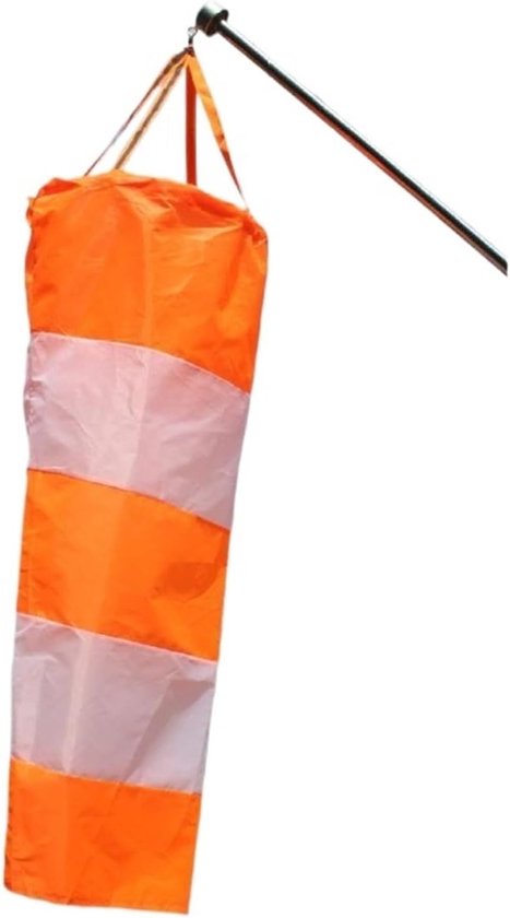 Windsok Outdoor - Windzak Weer - Wind Richting Meten - Reflecterende Riem - 80 cm - Oranje Wit