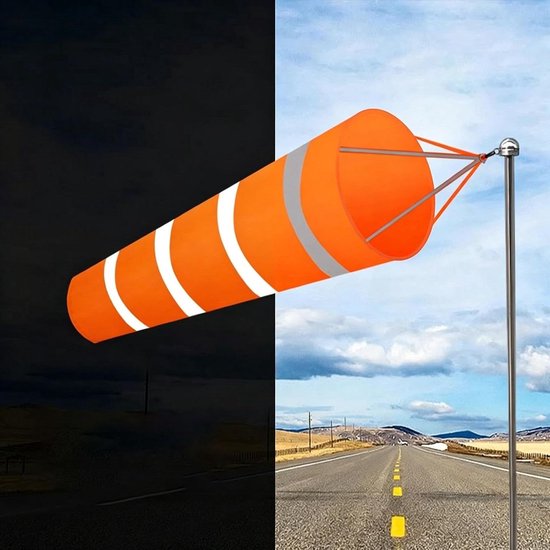 Windsok Paal - Windzak Indicator - Windrichting Meten - Hoge Zichtbaarheid Reflecterend - 2 meter - Oranje