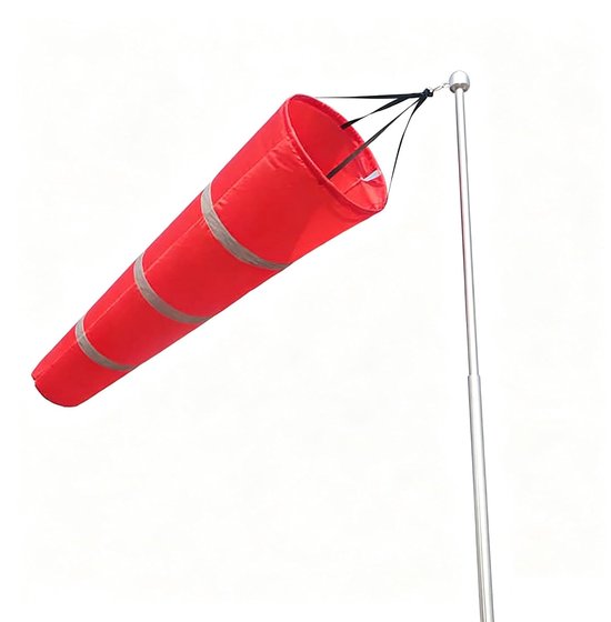 Windsok Set - Windzak Windmeter - Windrichting Meten - Reflecterende Strip - 2 meter paal - Rood
