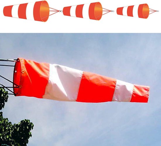 Windsok - Windzak Windmeter - Windrichting Meten - Reflecterende Strepen - 60-100cm - Rood Wit