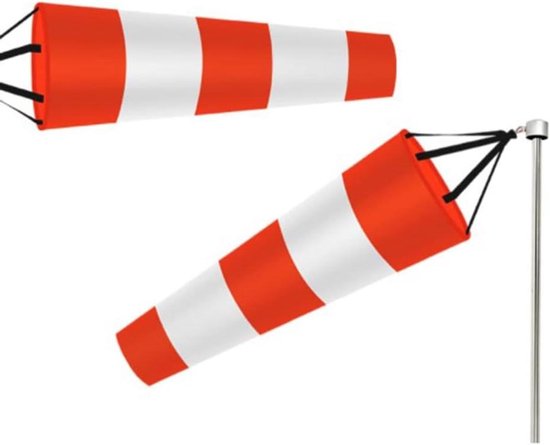 Windsok - Windzak Windmeter - Windrichting Meten - Rip-stop Polyester - 60 cm - Rood Wit