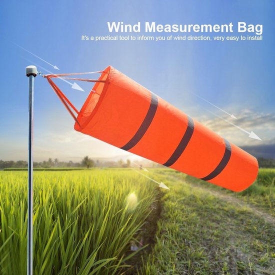 Windzak Indicator - Windzak Meter - Wind Richting Meten - Reflecterende Strips - 100cm Lengte - Oranje van Merkloos