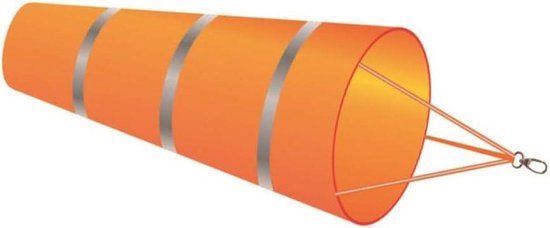 Windzak Meet Instrument - Windzak Windmeter - Windrichting Meten - Reflecterende Riem - 60 cm - Oranje Grijs