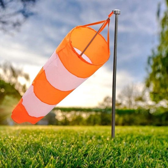 Windzak Meetinstrument - Windzak Windmeter - Windrichting Meten - Reflecterende Riemen - 1 meter - Rood en Wit