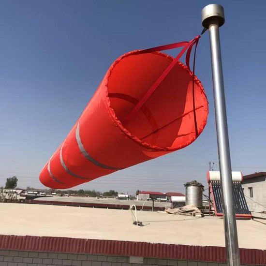 Windzak met Paal - Windsok Windmeter - Windrichting Meten - Reflecterende Strips - 1.5 meter - Rood