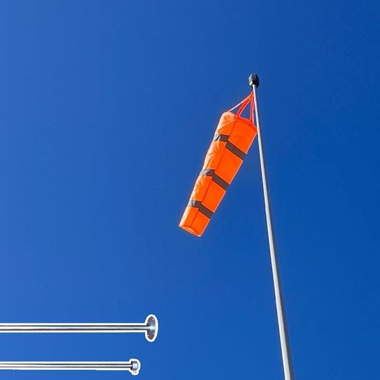 Windzak met Paal - Windvaan Windsensor - Windrichting Meten - Hoge Zichtbaarheid - 0.8m - Oranje