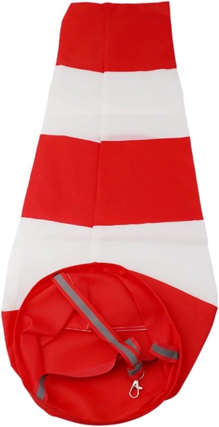 Windzak met Windmeting - Windmeter Windzak - Windrichting Bepalen - Reflecterende Tapes - 80 cm - Rood Wit