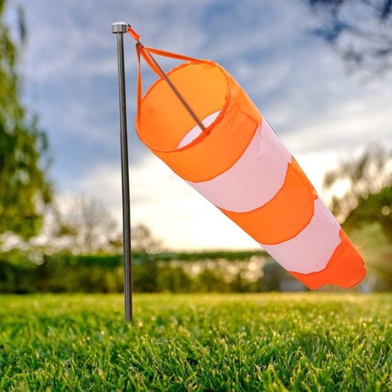 Windzak Nylon - Windmeter Sok - Luchtmeting Buiten - Ripstop Waterdicht - 1 Meter Lengte - Rood Wit