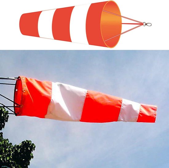 Windzak Oxford Stof - Windmeter Windzak - Windrichting Bepalen - Duurzaam Lichtgewicht - 100 cm - Rood Wit