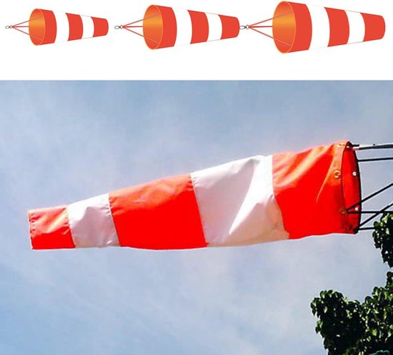 Windzak Tuin - Windmeter - Windrichting Meten - Reflecterende Strepen - 60/80/100cm - Rood Wit