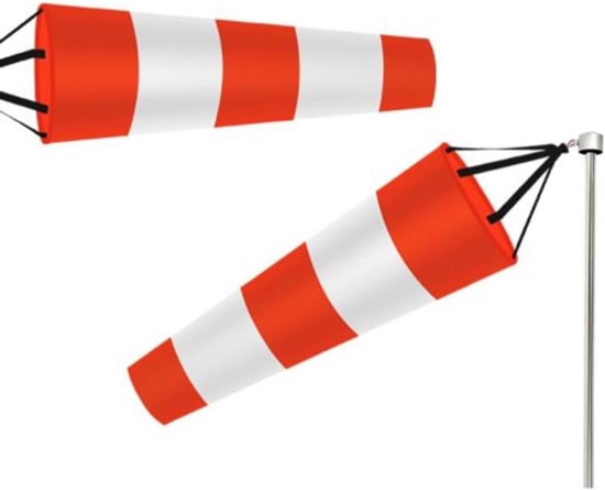 Windzak - Windmeter Windvaan - Windrichting Meten - Hoge Zichtbaarheid - 80 cm - Rood Wit