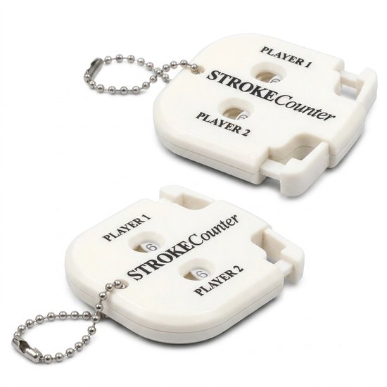 Witte golf score teller set van 2 voor heren en dames – golf score indicator met 2 cijferige slagen teller – handmatige score teller met sleutelhanger – golf score registratie hulpmiddel