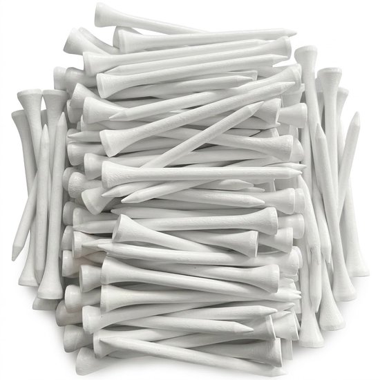 Witte houten golf tees 100 stuks – golf tees 3-1/8 inch – gladde afwerking – duurzame houten tee – traditionele golf tee – accessoires voor golf – geschikt voor training en golfspel
