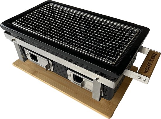 WOLFF BBQ |Shichirin grill |Keramische tafel barbecue |Rechthoek model met 2x lucht inlaad |Buitenhuis gebruik van Wolff BBQ