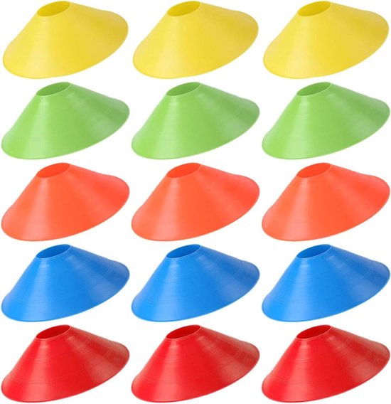 YARNOW 15 Stuks Voetbal Agility Cones Weerbestendige Kleine Trainingskegels met Stevige Basis Lichtgewicht Draagbaar Geschikt voor Voetbal Basketbal Sportlessen