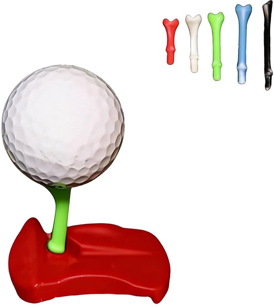Ynkkvre - Golftee van kunstgras - Golftee-houder - Grasbasis voor slagmat - 3D-geprinte golf trainings tee - Precisie golftees - Golftee voor binnen en buiten - Breukvast & Weerbestendig - Hoogte Verstelbaar - Compatibel met Simulators - Rood