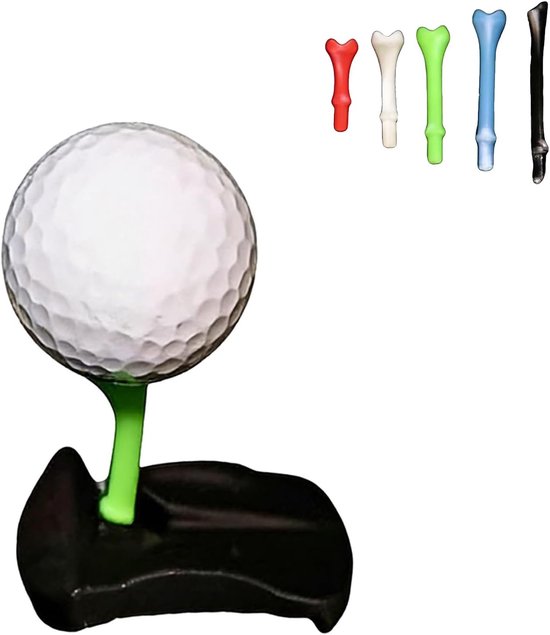 Ynkkvre - Golftee van kunstgras - Golftee-houder - Grasbasis voor slagmat - 3D-geprinte golf trainings tee - Precisie golftees - Golftee voor binnen en buiten - Breukvast & Weerbestendig - Hoogte Verstelbaar - Compatibel met Simulators - Zwart van Merkloos