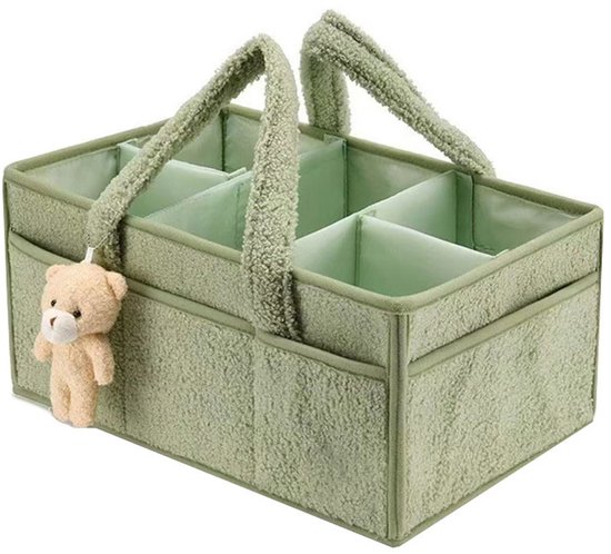 Ynkkvre - Verzorgingstas Organiser - Draagbare Luiertas Mand met Verwijderbare Vakken - Pluche Luiertas Organiser met Handvatten - Baby Opbergmand voor Luiers en Babyspullen van Ynkkvre